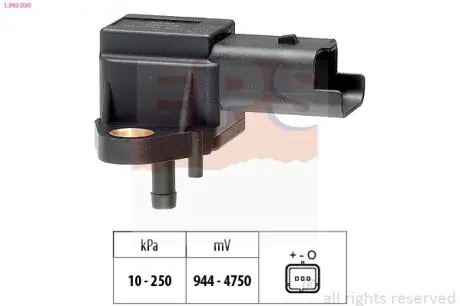 1993030 Датчик тиску повітря Citroen C5, C8, Evasion, Jumpy, Xantia Fiat Scudo, Ulysse Lancia Phedra, Zeta Peugeot 406, 607, 806, 807, Expert Suzuki Grand Vitara 2.0D/2.2D 06.98- EPS підбір по vin на Brocar