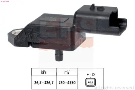 1993134 Датчик вакууму Citroën C3 II 1.4 Hdi 09- C5 (Rc_, Rd_) 2.2 Hdi// Ford FiestaVII 1.4 Tdci 10- / Peugeot 407 (6D_) 2.2 Hdi 06- EPS підбір по vin на Brocar