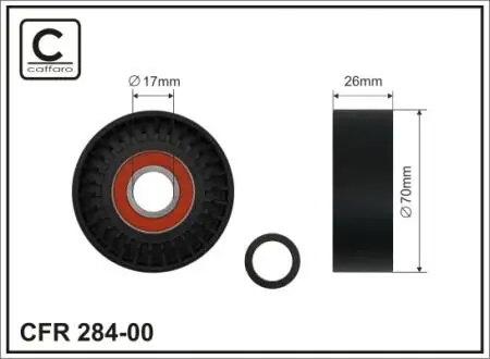 28400 70x17x26 Натяжник паска BMW 1 (E81,E87), 3 (E46, E90/E91/E92/E93), 5 (E60) X3 (E83) Z4 (E85) 1.6i/1.8i/2.0i 02.02- CAFFARO підбір по vin на Brocar
