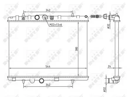 58226A Радиатор охлаждения Citroen Berlingo/Peugeot Partner 1.6HDI 08- (380x544x23) NRF подбор по vin на Brocar