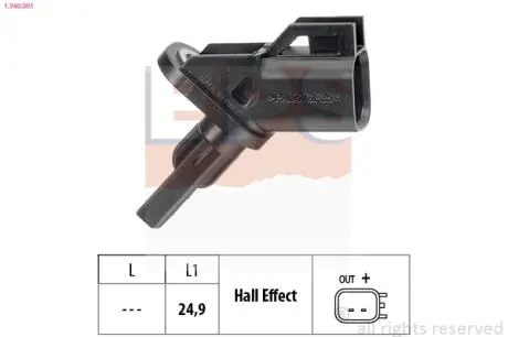 1960001 Датчик ABS перед. FORD FOCUS II, GALAXY, KUGA I, MONDEO IV, S-MAX VOLVO C30, C70 II, S40 II, V50 1.4-2.5 10.03- EPS підбір по vin на Brocar