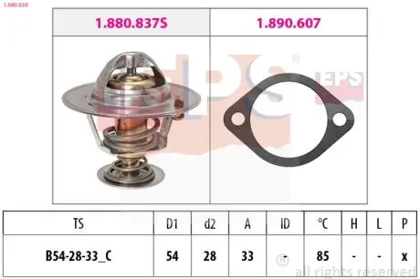 1880838 Термостат з прокладкою Hyundai Elantra/Santa Fe/Tucson/Kia Seed 2.0 CRDi/Sportage 1.5/1.6/1.5CRDi/2.0 CRDi 04- EPS підбір по vin на Brocar