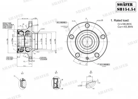 SH15454K Подшипник зад. ступицы +монтажный к-кт Audi A3 1.6-2.0FSI 05/03- VW Touran 1.6FSI-2.0TDI 02/03- Caddy III 04- SHAFER подбор по vin на Brocar