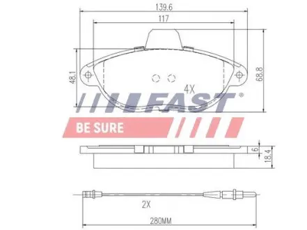 FT29067 Гальмівні колодки перед. дискові Citroen/Fiat/Peugeot Dispatch/Evasion/Jumpy/Scudo/Ulysse/806/Expert FAST підбір по vin на Brocar