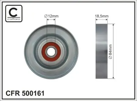 500161 84x12x18,5 metal Ролик натяжний полікл. паска Nissan Micra III 1.2-1.4 16V 03-10/Nissan Note 1.4 06- CAFFARO підбір по vin на Brocar