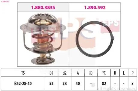 1880383 Термостат Mazda 626 GE 1.8,2.0,2.5 91-/6 1.8I 16V,2.0I 16V,2.3I 16V,2.0TDVI 16V 07-/ 2.0I 16V 07- EPS підбір по vin на Brocar