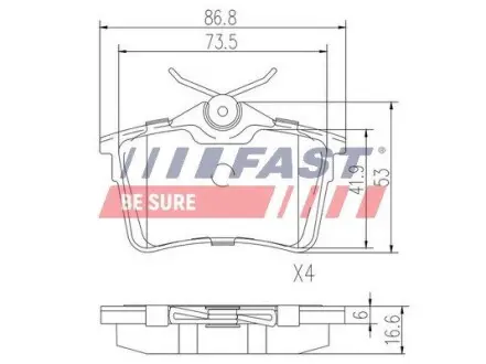 FT29515 Гальмівні колодки дискові зад. Citroen Berlingo/Peugeot Partner 1.6, 1.6 HDi 75, 90, 110 04/08- FAST підбір по vin на Brocar