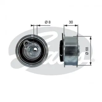 T43219 Ролик ГРМ VW Crafter 2.0TDI (натяжний) (68х30) GATES підбір по vin на Brocar