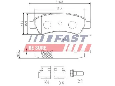 FT29131 Тормозные колодки дисковые зад. Citroen Jumper Fiat Ducato Peugeot Boxer 2.2Hdi-3.0Hdi 04.06- FAST подбор по vin на Brocar