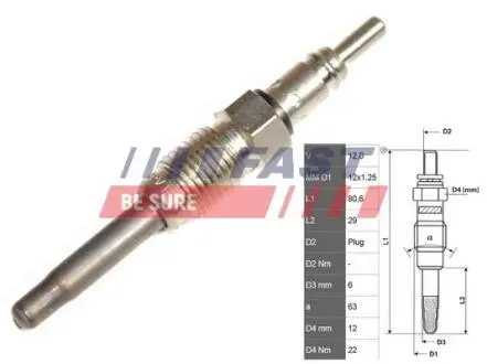 FT82725 Свеча Накала FIAT Brava/Bravo 95> FAST подбор по vin на Brocar