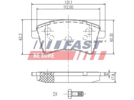 FT29527 Гальмівні колодки перед. Renault Kangoo 1.5 dCi 63/76/50 KW, 1.6 16V, 16V Hi-Flex 02/08- FAST підбір по vin на Brocar