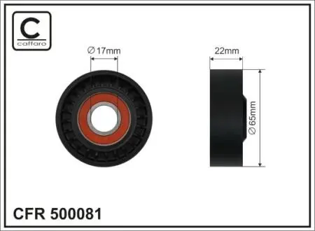500081 65X17X26.5 Ролик к натяжнику поликлинового кулича Kia Ceed 1.6 CRDi VGT 16V 2007/10- CAFFARO подбор по vin на Brocar