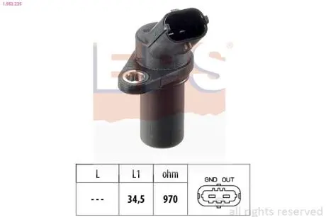 1953235 Датчик положення к/вала Opel Agila, Astra G/H, Corsa B/C, Meriva, Tigra 1.0-1.4 96- EPS підбір по vin на Brocar