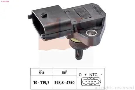 1993098 Датчик тиску повітря в впускному коллекторі Hyundai Accent/Elantra/i30/Tucson 00- EPS підбір по vin на Brocar