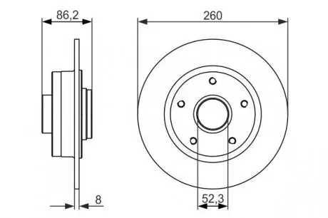 0986479684 Диск тормозной (задний) Renault Megane III/Scenic III 08- (260x8) без подшипника BOSCH подбор по vin на Brocar