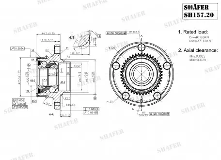 SH15720K Підшипник ступиці зад.+монтажний к-кт VW Golf 4/Audi A3/ Skoda Octavia 96-15 SHAFER підбір по vin на Brocar