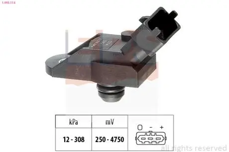 1993114 Датчик вакууму Opel Astra G, Vectra B, Zafira 2.0 DTI 16V-2.2 DTI 16V 06.97- EPS підбір по vin на Brocar