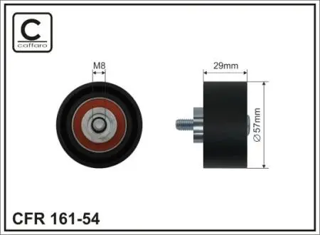 16154 57x8x29 Ролик направляючий паса ГРМ Fiat/Alfa Romeo/Lancia Lybra 1.4-2.0 95- CAFFARO підбір по vin на Brocar