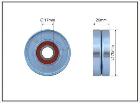 500125 70x17x26 (metal) Ролик натяжної планки Opel Astra 1,0/1,2/1,4 (Z 14 XEP) 04- CAFFARO підбір по vin на Brocar