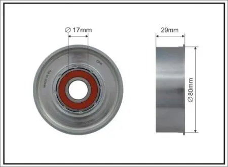 500174 80x17x29 metal Ролік з натяжником паска генератора Mitsubishi L200 4D56 07- CAFFARO підбір по vin на Brocar