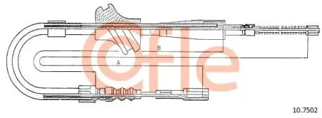 107502 Трос ручного гальма зад. П Audi 80/90 78-88 (барабанні гальма) 1150/415 COFLE підбір по vin на Brocar