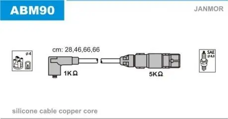 ABM90 Дроти В/В (силікон Copper) Audi A3 1.6 96-03/Seat Toledo II 1.6 98-04 JANMOR підбір по vin на Brocar