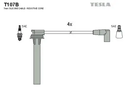 T107B Провід В / В Chrysler Neon 1.8/2.0 i 16V 05.94- Voyager 2.0/2.4i 01.95- TESLA підбір по vin на Brocar