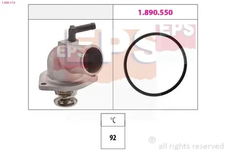 1880174 Термостат Opel Astra G/Combo/Vectra B/C/Zafira A/B 1.4 16V-1.6 16V 98- EPS підбір по vin на Brocar