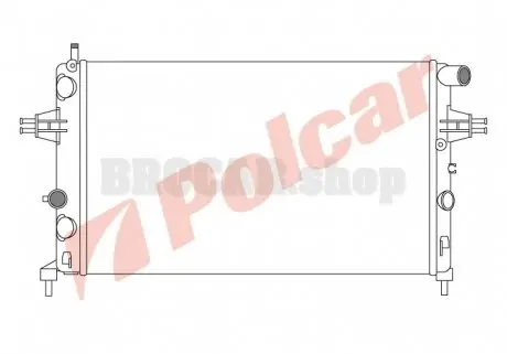 550808A6 Радиатор охолодж. двигателя OPEL ASTRA G 1.4 16V, 1.6, 1.6 16V, 1.8 16V POLCAR підбір по vin на Brocar