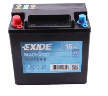 EK151 Акумуляторна батарея 15Ah/200A (150x90x145/+L) (Start-Stop/допоміжна) EXIDE підбір по vin на Brocar