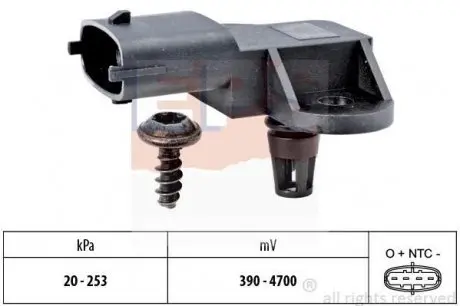 1993176 →1.993.092 Датчик тиску повітря в впускному коллекторі Fiat 1.4 07- EPS підбір по vin на Brocar
