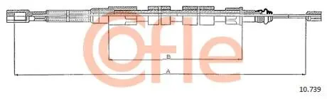 10739 Трос ручного гальма зад. Л/П VW Transporter 1,6-2,0 79-90 1455/1000 COFLE підбір по vin на Brocar