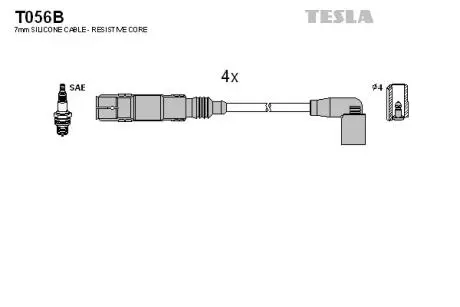 T056B Проводи запалювання VW Caddy 1.2TSI 08- (к-кт) TESLA підбір по vin на Brocar