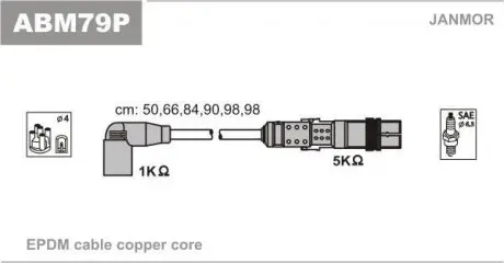 ABM79P Провід високої напруги VW Transporter IV Bus (70xb, 70xc, 7db, 7dw) JANMOR підбір по vin на Brocar