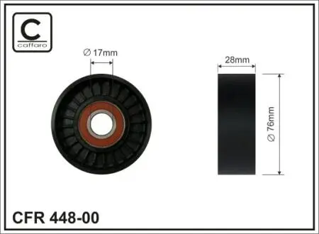 44800 Ролик натягувач клинового ременя 76x17x26 Hundai I20,IX20 1,4-1,6/I30,i40,IX35 CAFFARO підбір по vin на Brocar