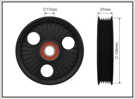 9100 Сам ролик(127x17x22) Citroen C4 Peugeot 307 2.0 16v (EW10J4) 02- CAFFARO подбор по vin на Brocar