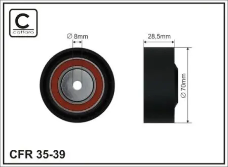 3539 Ролик направляющий ручейкового ремня 70х8х28 BMW M60/70/73 3.0/4.0/5.0 87- CAFFARO подбор по vin на Brocar