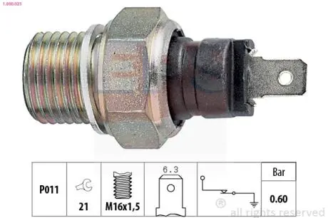 1800021 Датчик тиску. масло Peugeot J5/Partner 96-/Citroen Berlingo 96- EPS підбір по vin на Brocar