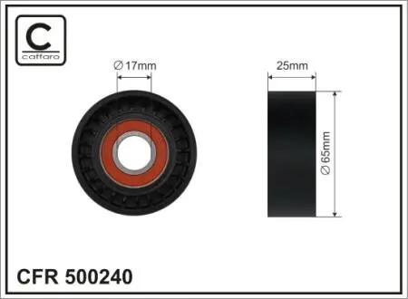 500240 65x17x25 Ролик поліклинового паска Ford Focus/Kuga 2.0Tdci 10- CAFFARO підбір по vin на Brocar