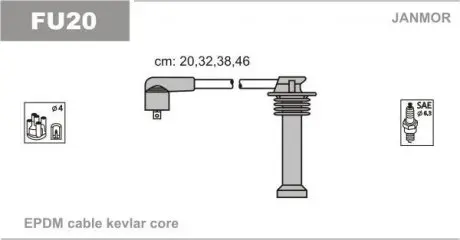 FU20 К-кт в / в дроти Ford Focus 1,8 I. 2,0 I. Mondeo 1,6 I-2,0 (каучук) JANMOR підбір по vin на Brocar