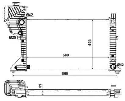 55348A Радіатор охолодження MB Sprinter 2.2-2.7CDI 00-06 (Економ-клас) NRF підбір по vin на Brocar