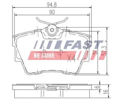 FT29513 Гальмівні колодки дискові зад. Renault Trafic/Opel Vivaro 06- FAST підбір по vin на Brocar