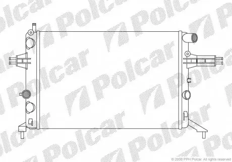 550808A8 Радіатор двигуна ASTRA G 1.4 1.6 1.8 / 537x359x22 POLCAR підбір по vin на Brocar