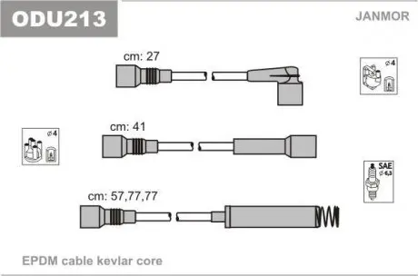 ODU213 Провід В / В Opel Astra/Vectra CD-GT-GSi 1.8i/2.0 (Mot C18NZ JANMOR підбір по vin на Brocar