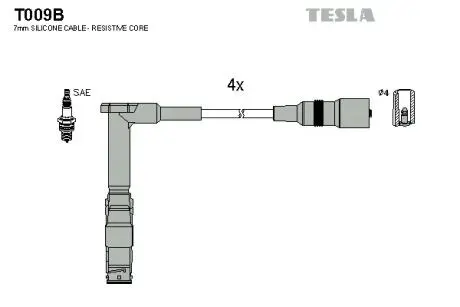 T009B К-кт проводов В / В MB C180 200 220 E200 220 1.8 2.0 2.2 92-01 TESLA подбор по vin на Brocar