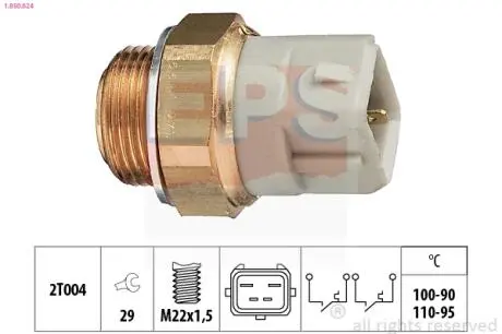 1850624 Перемикач вентил. 2-х скор. Ford CVH 90- 100-90°C,110-95°C EPS підбір по vin на Brocar
