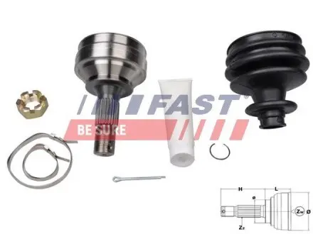 FT25089K Шрус колісний 25/34 шліца FAST Peugeot Partner FAST підбір по vin на Brocar