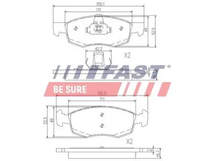 FT29102 Колодки Тормозные Перед Без Датчика 00- FAST подбор по vin на Brocar