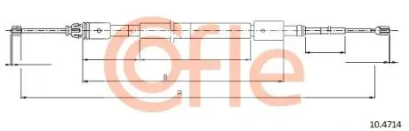 104714 Трос ручного тормоза зад. Л / П Citroen C3 I (FC_) 2002/02- COFLE підбір по vin на Brocar