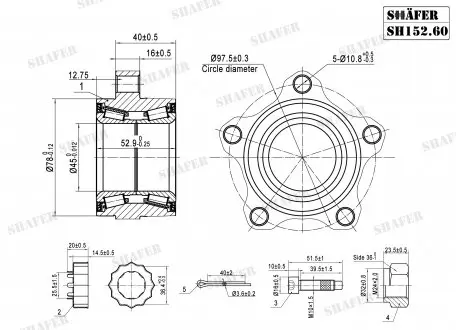 SH15260K Подшипник перед. + монтажный к-кт Ford Transit 03/00-06/03 SHAFER подбор по vin на Brocar